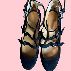 Multi-strap Sueded Mary-Janes